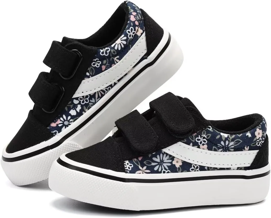 JUDIS Kids Canvas Shoes Dual Adjustable Hook and Loop Casual Sneakers Boys and Girls Fashion Shoes