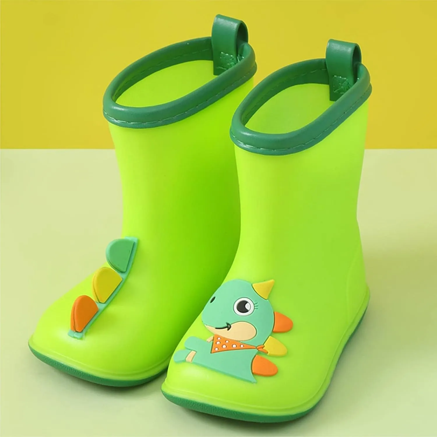 Kids Dinosaur Rain Boots for Boys Girls Mud Boots Waterproof Toddler Lightweight Rainboots with Toddler Slippers