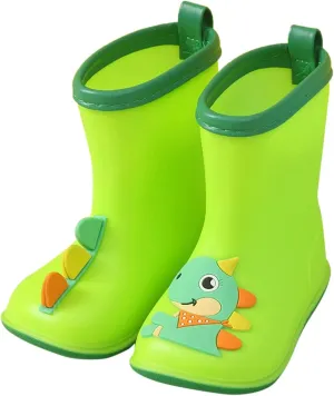 Kids Dinosaur Rain Boots for Boys Girls Mud Boots Waterproof Toddler Lightweight Rainboots with Toddler Slippers