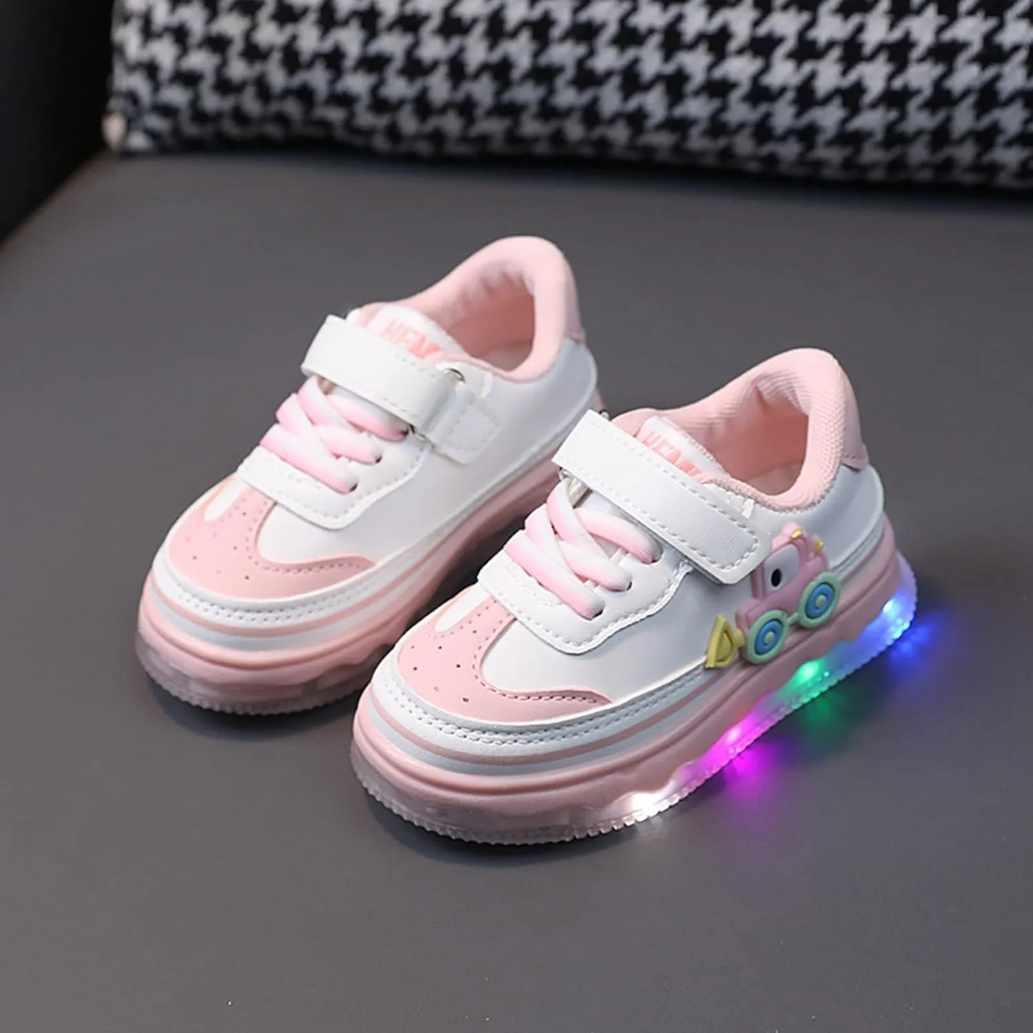 Kids Light Up Flashing Sneaker Athletic Running Shoes Lace-Up Slip-on Sneakers for Boy Girl Outdoor Casual Size 1 Shoes