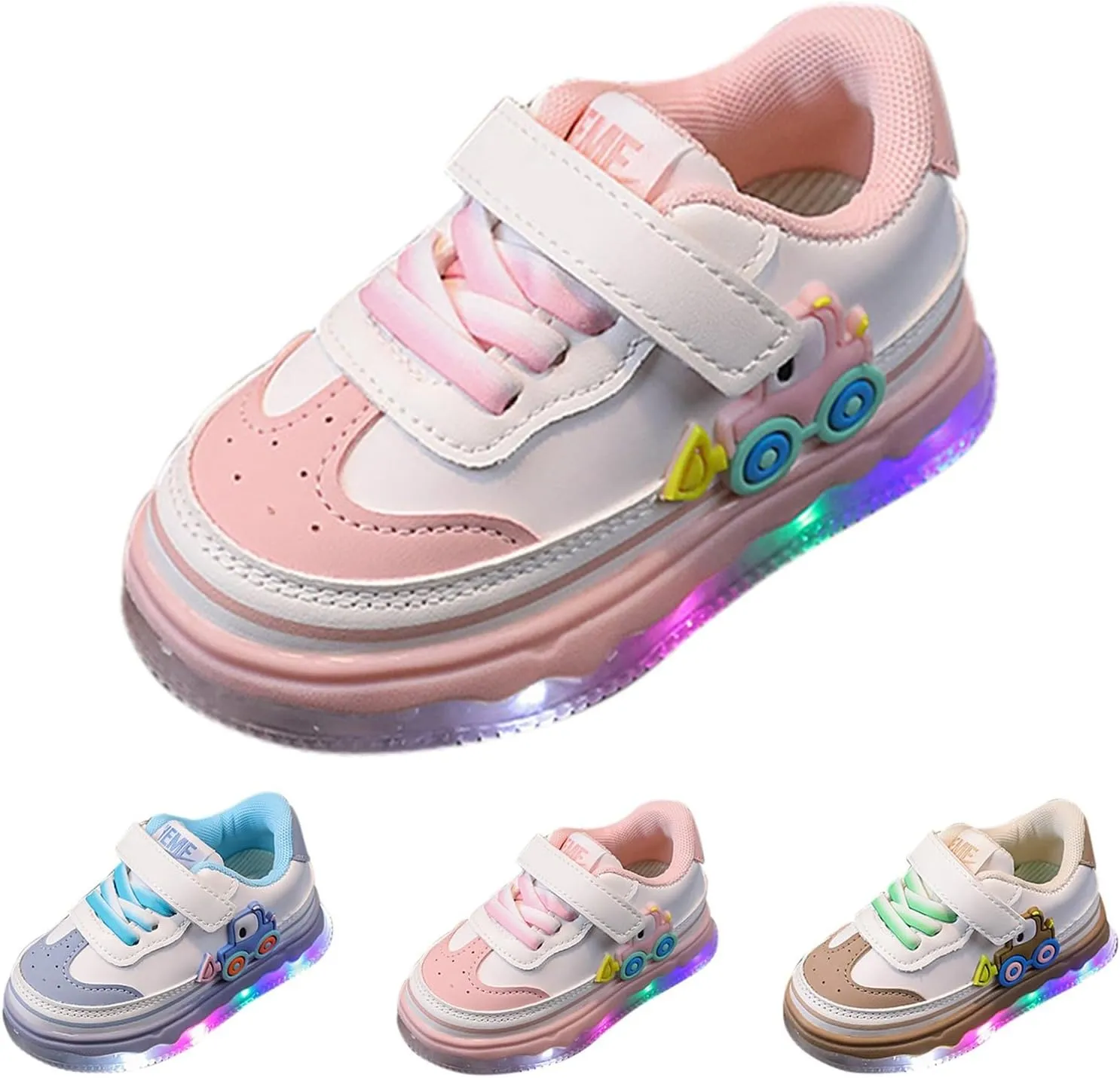 Kids Light Up Flashing Sneaker Athletic Running Shoes Lace-Up Slip-on Sneakers for Boy Girl Outdoor Casual Size 1 Shoes
