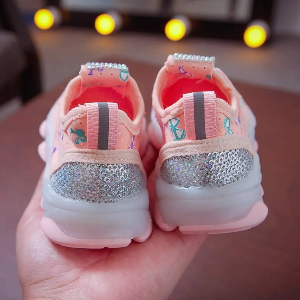 Kids Light Up Shoes Boys Girls Breathable Cute Fashion Flashing Sneaker Toddler Athletic Running First Walking Shoes