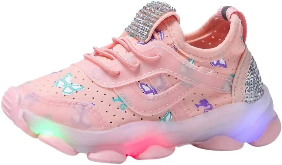 Kids Light Up Shoes Boys Girls Breathable Cute Fashion Flashing Sneaker Toddler Athletic Running First Walking Shoes
