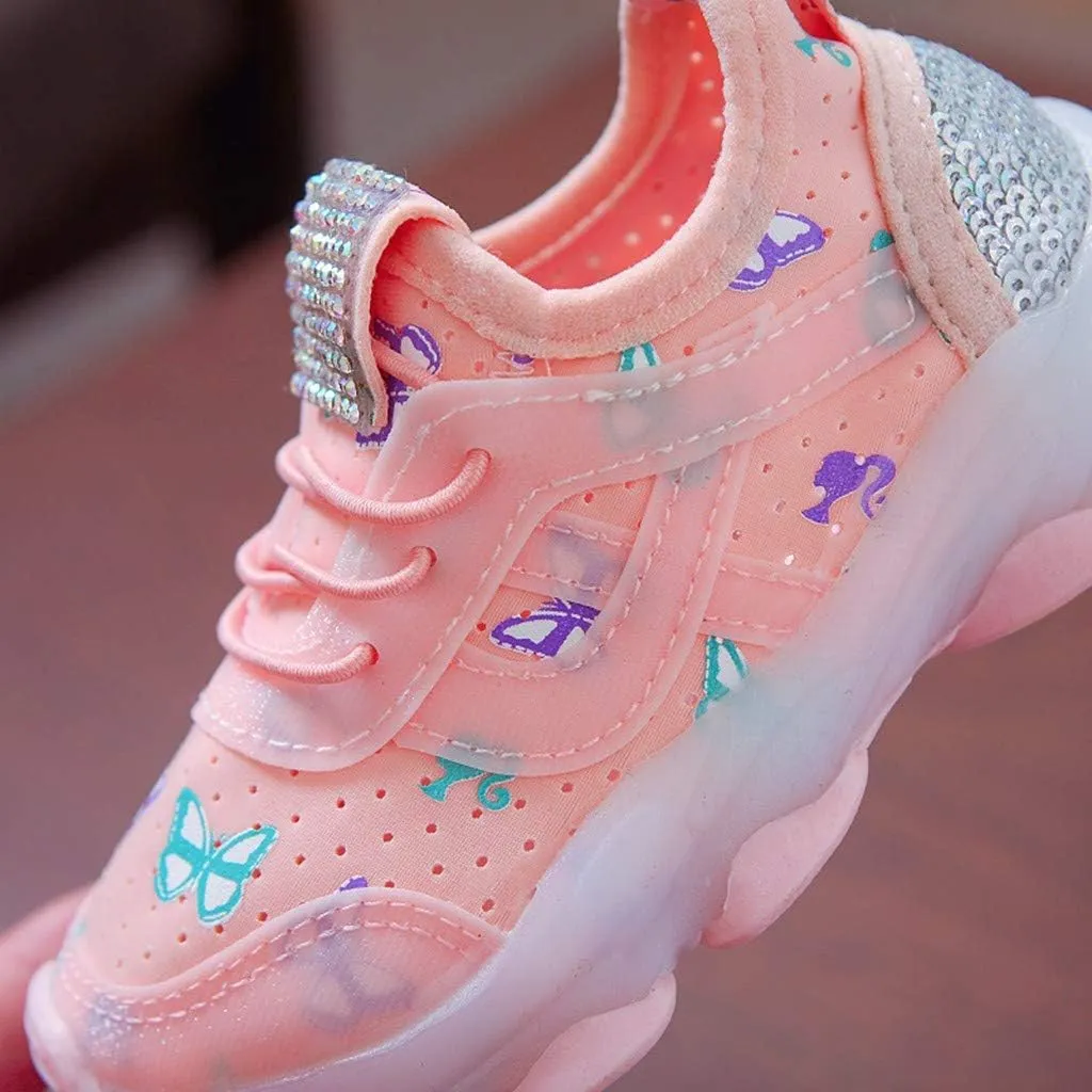 Kids Light Up Shoes Boys Girls Breathable Cute Fashion Flashing Sneaker Toddler Athletic Running First Walking Shoes