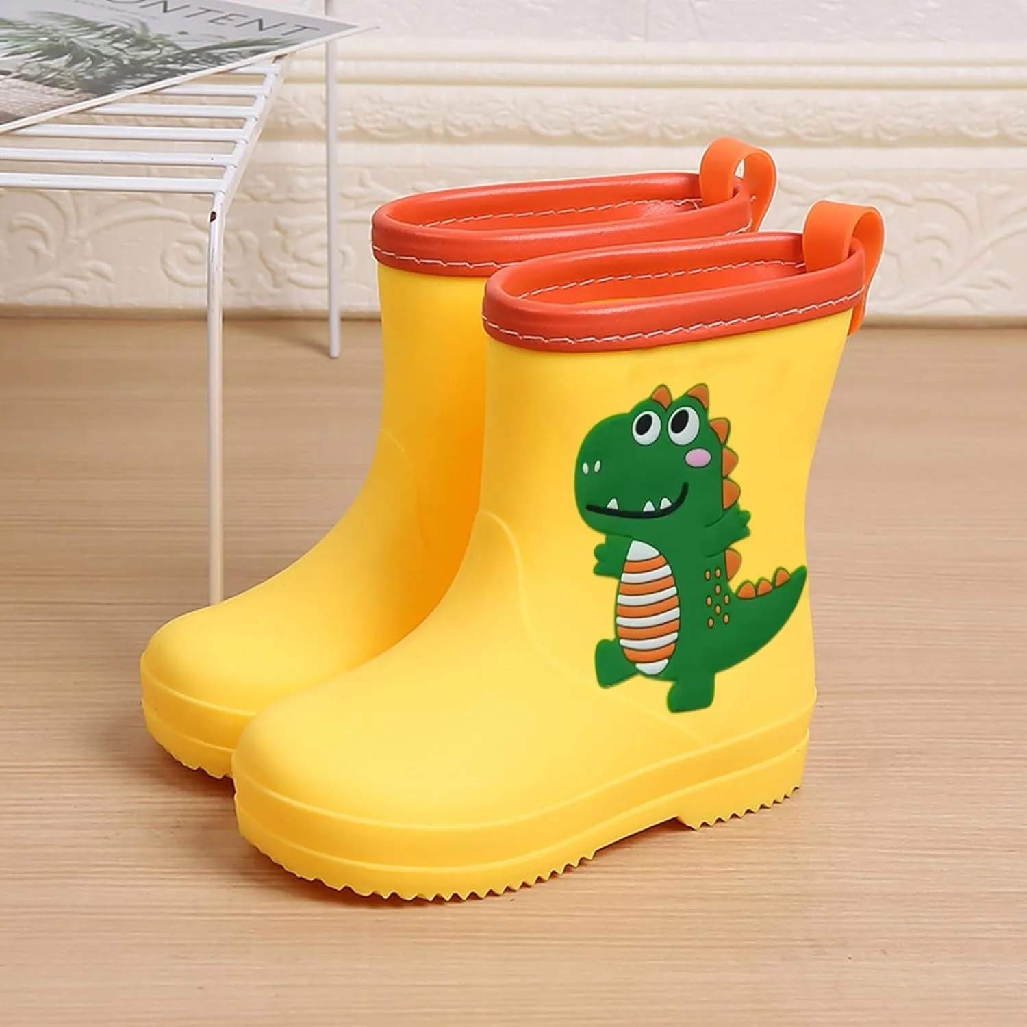 Kids Rain Boots for Girls Boys Toddler Waterproof Cute Cartoon Dinosaur Rain Shoes with Anti Slip Riding Boots Girls