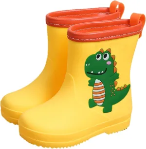 Kids Rain Boots for Girls Boys Toddler Waterproof Cute Cartoon Dinosaur Rain Shoes with Anti Slip Riding Boots Girls