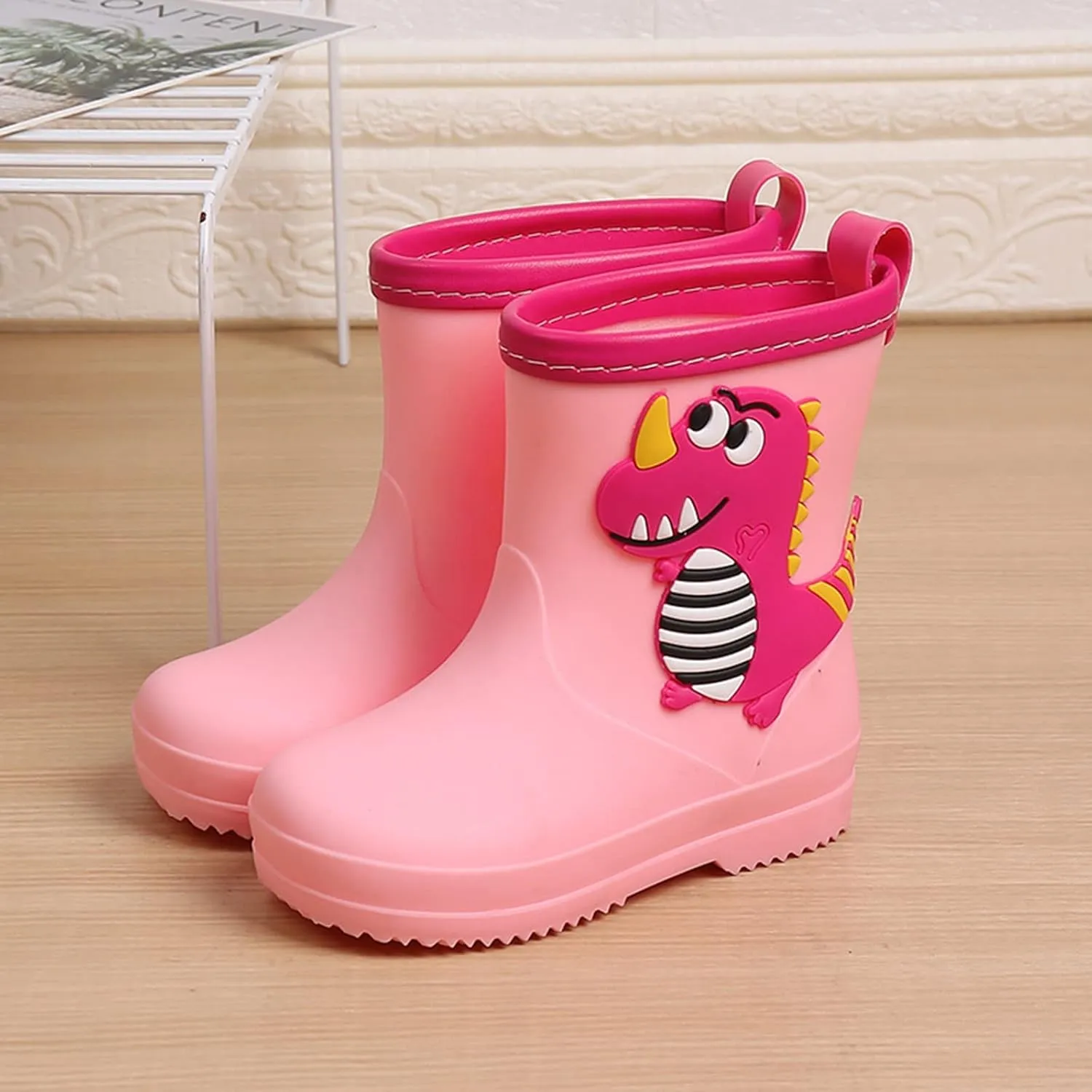 Kids Rain Boots for Girls Boys Toddler Waterproof Cute Cartoon Dinosaur Rain Shoes with Anti Slip Riding Boots Girls