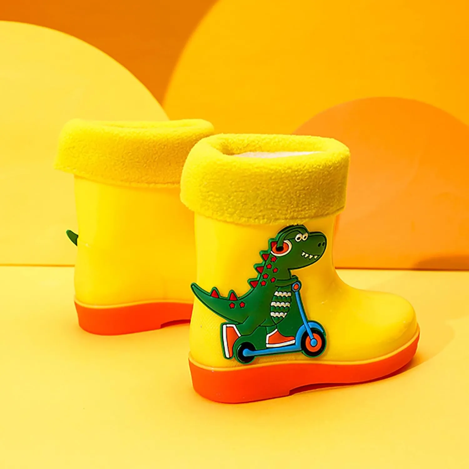 Kids Rain Boots for Girls Boys Toddler Waterproof Rubber Cute Dinosaur Mud Rubber Boots Winter Warm Toddler Boy Shoes