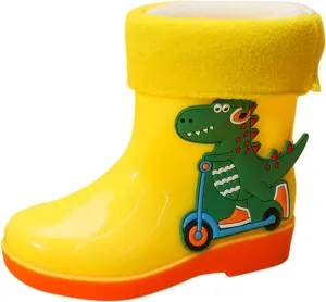 Kids Rain Boots for Girls Boys Toddler Waterproof Rubber Cute Dinosaur Mud Rubber Boots Winter Warm Toddler Boy Shoes