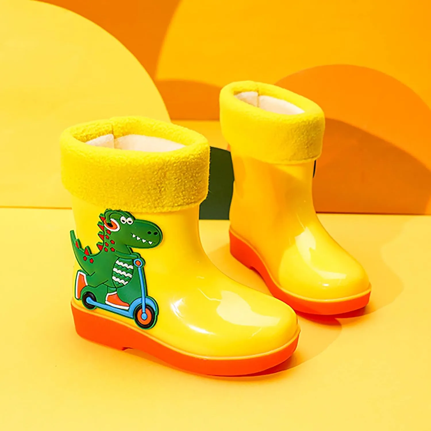 Kids Rain Boots for Girls Boys Toddler Waterproof Rubber Cute Dinosaur Mud Rubber Boots Winter Warm Toddler Boy Shoes