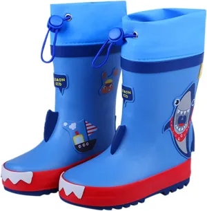 Kids Rain Boots for Girls Boys Waterproof Toddler Cute Cartoon Insulated Rubber Boots with Girls Boots Size 2 Big Kid