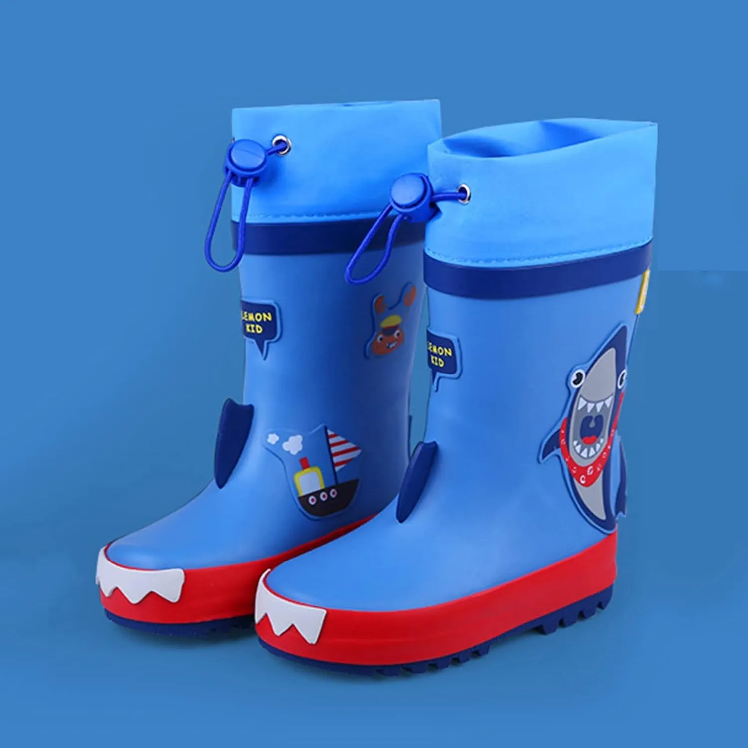 Kids Rain Boots for Girls Boys Waterproof Toddler Cute Cartoon Insulated Rubber Boots with Girls Boots Size 2 Big Kid