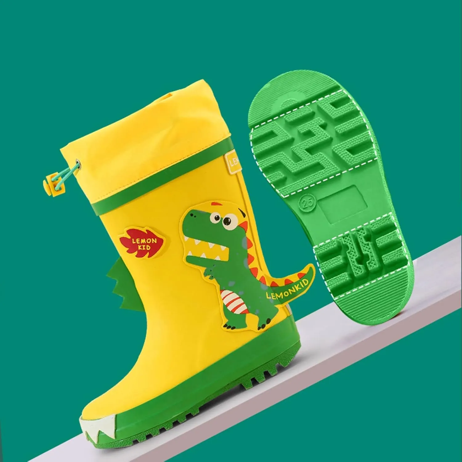 Kids Rain Boots for Girls Boys Waterproof Toddler Cute Cartoon Insulated Rubber Boots with Girls Boots Size 2 Big Kid