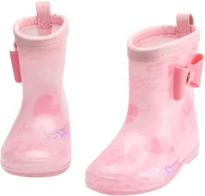 Kids Rain Boots, Toddler Girls Boys Rain Boots Waterproof Water Shoes Non-Slip Mud Boots with Easy-on Handles