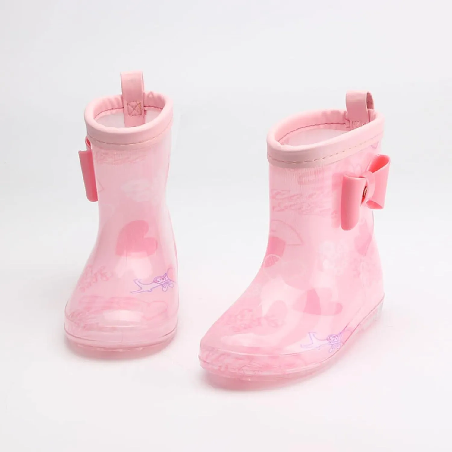 Kids Rain Boots, Toddler Girls Boys Rain Boots Waterproof Water Shoes Non-Slip Mud Boots with Easy-on Handles