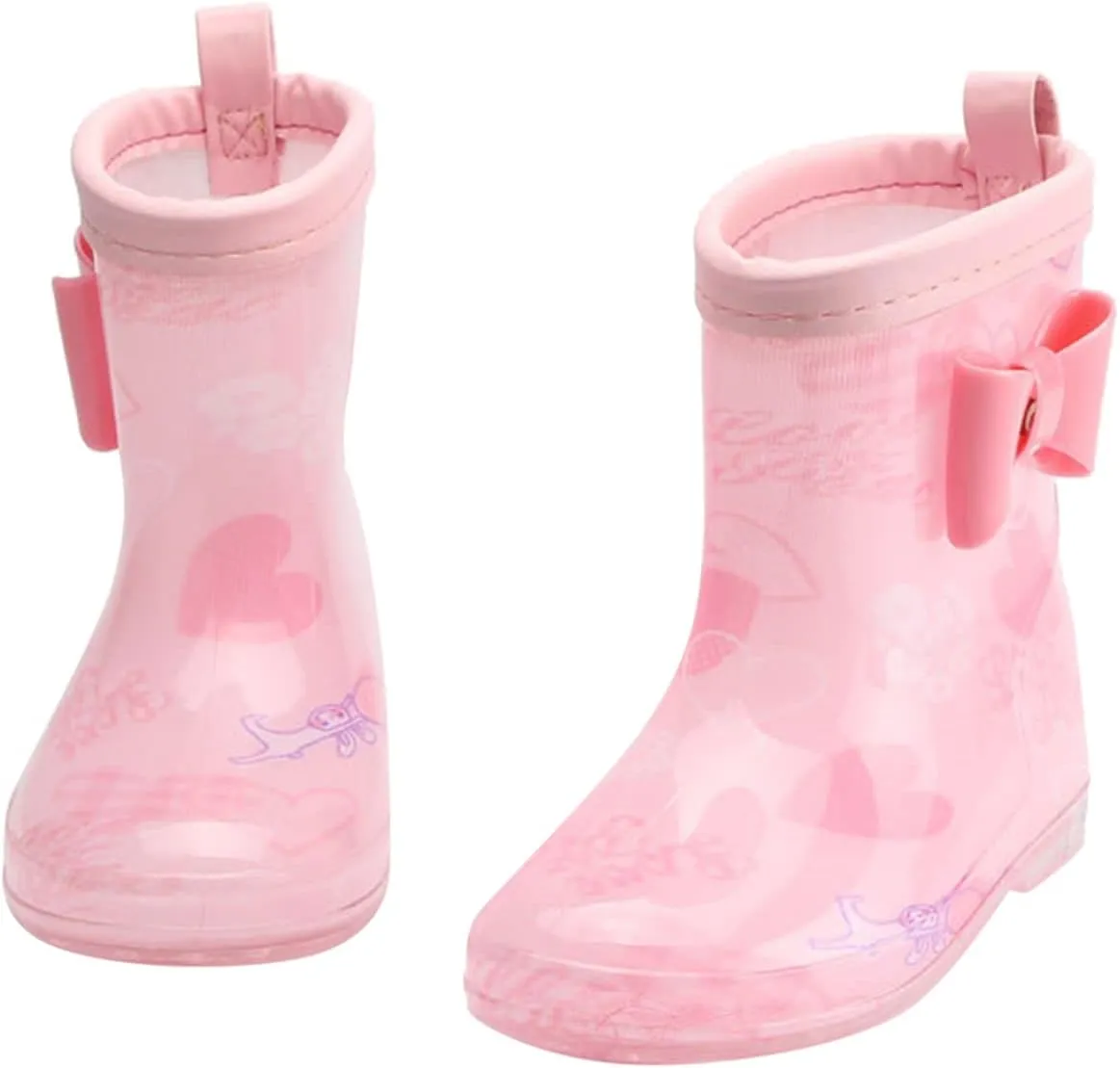 Kids Rain Boots, Toddler Girls Boys Rain Boots Waterproof Water Shoes Non-Slip Mud Boots with Easy-on Handles
