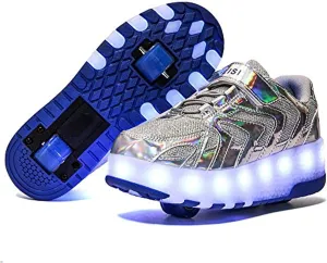 Led Light Roller Skate Sneakers with Wheels Girls Boys Shoes USB Rechargeable Dual Wheel Blinking Skate Sneaker Shoes Christmas