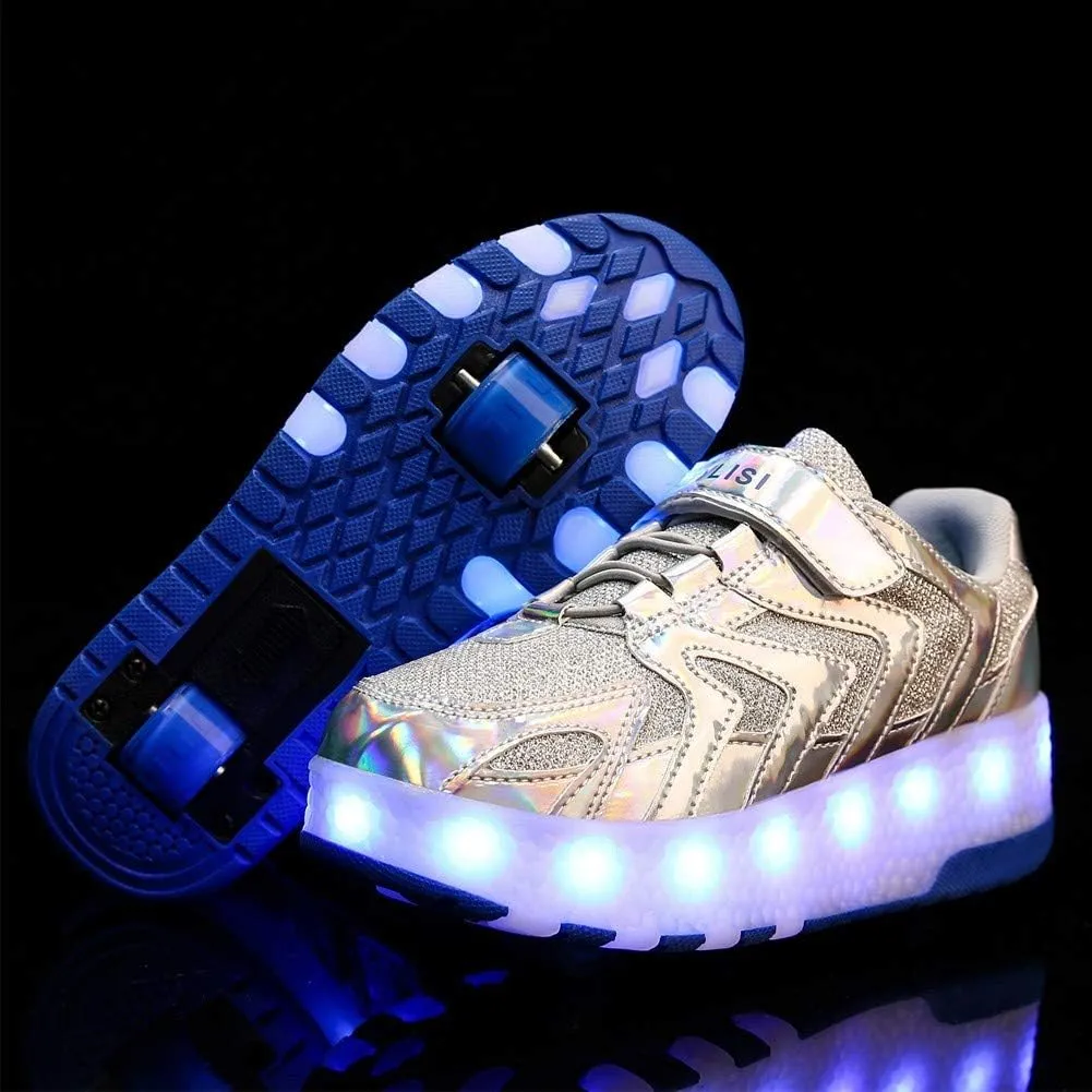 Led Light Roller Skate Sneakers with Wheels Girls Boys Shoes USB Rechargeable Dual Wheel Blinking Skate Sneaker Shoes Christmas
