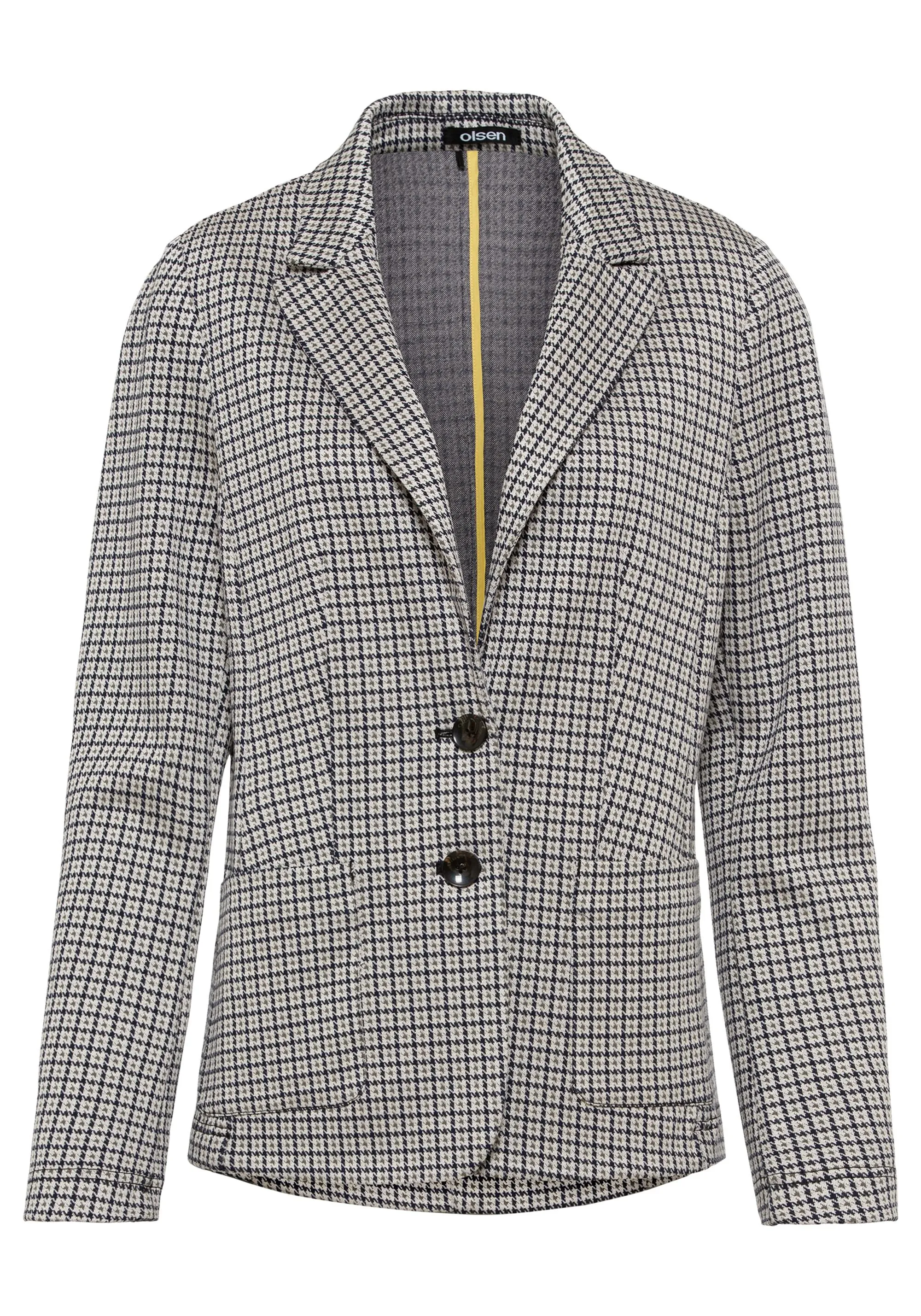 Long Sleeve Notch Collar Check Jersey Blazer