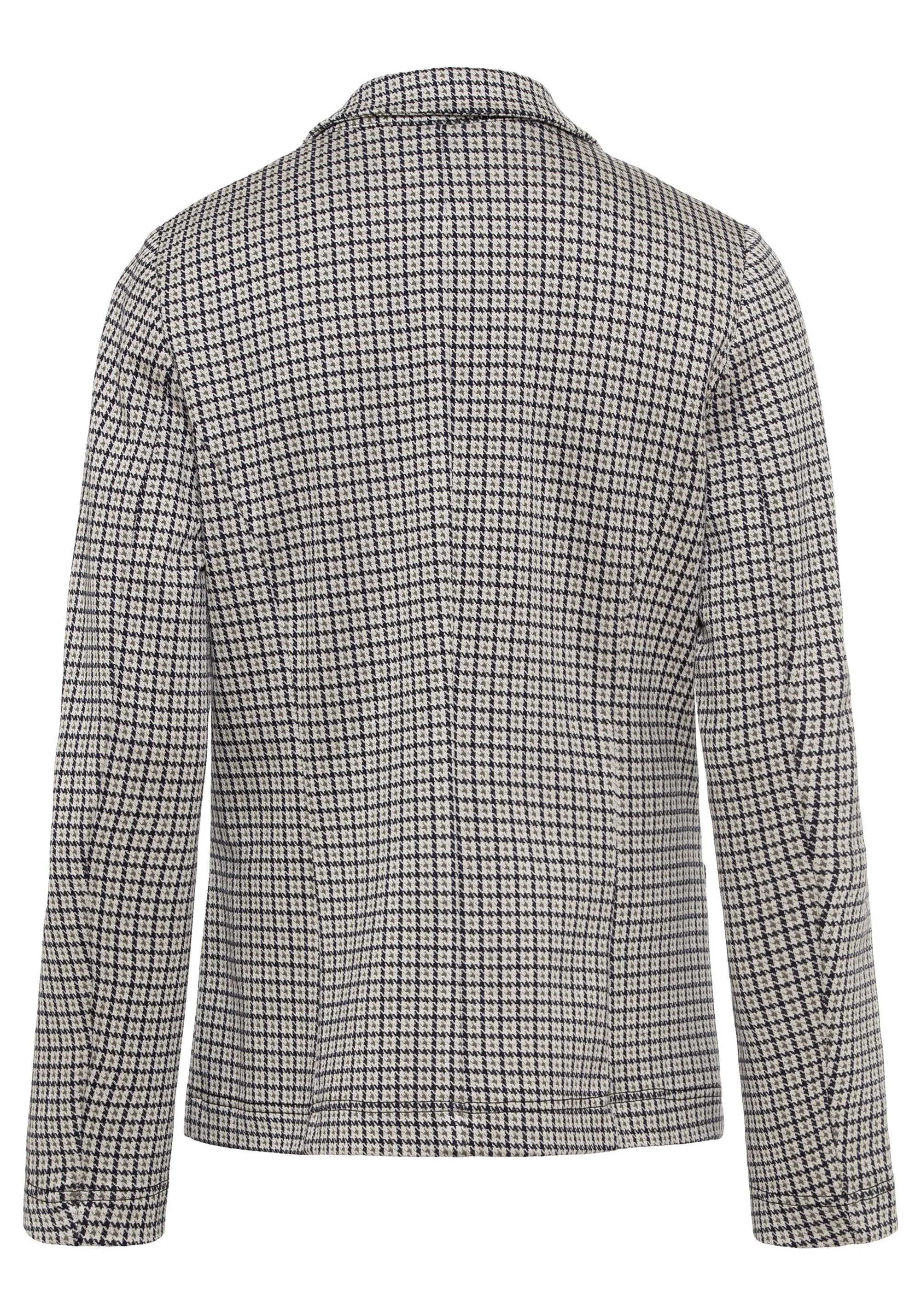 Long Sleeve Notch Collar Check Jersey Blazer