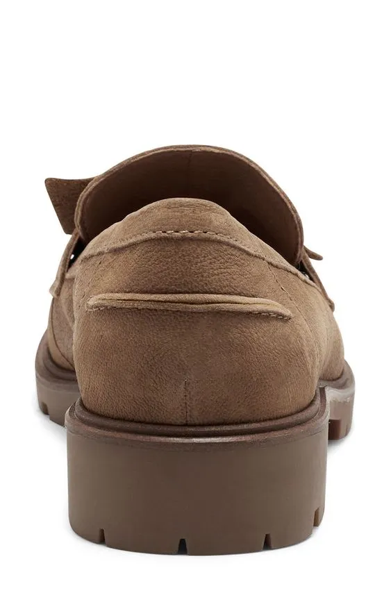Lucky Brand Tamio Topogan Tan Slip On Flat Knot Bow Detail Lug Sole Loafers