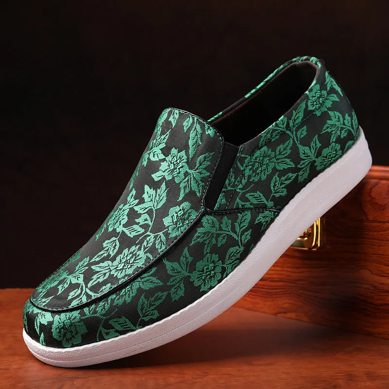 Men's embroidered soft and comfortable loafers