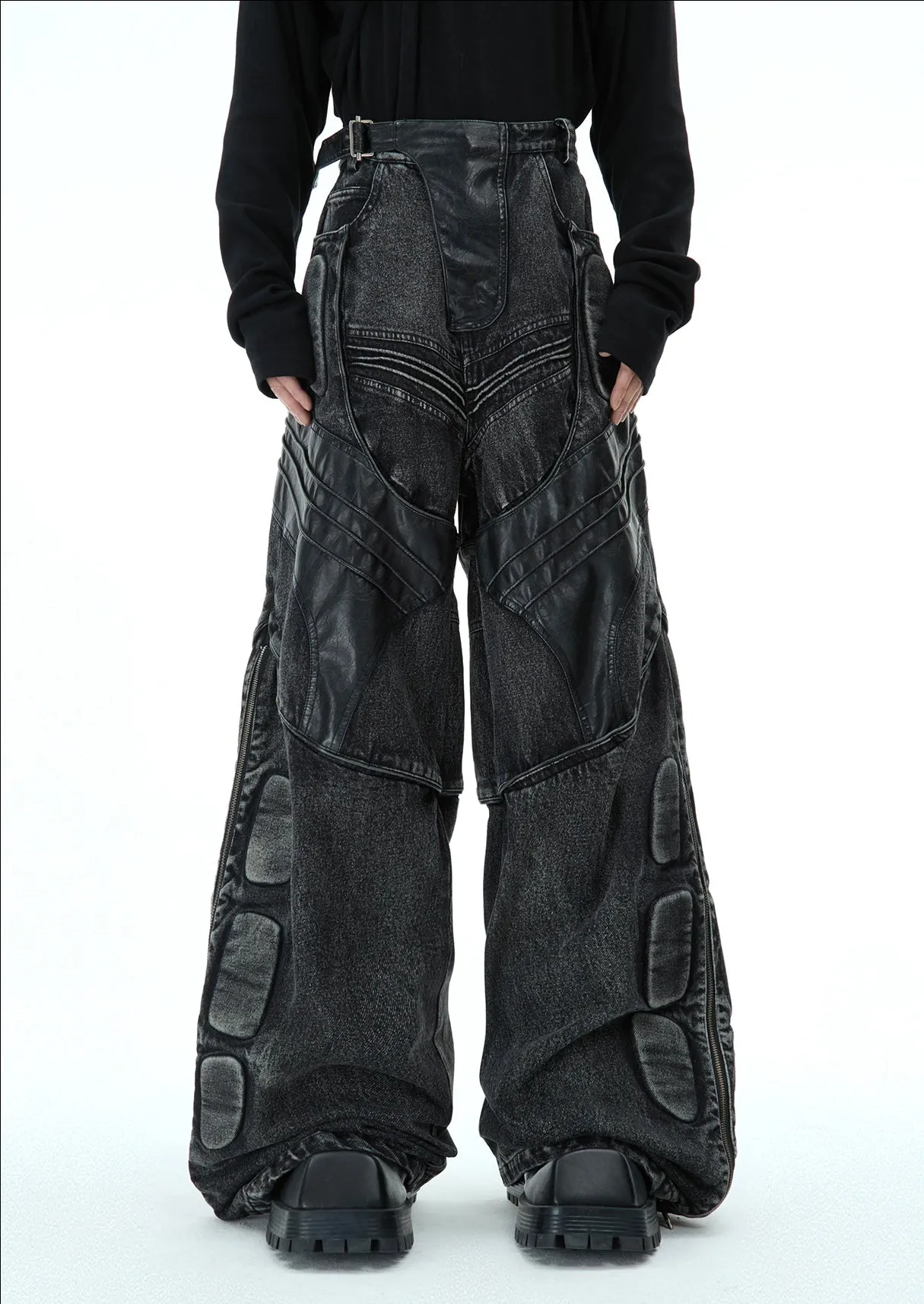 Moto-Style Heavy-Duty Panelled Pants