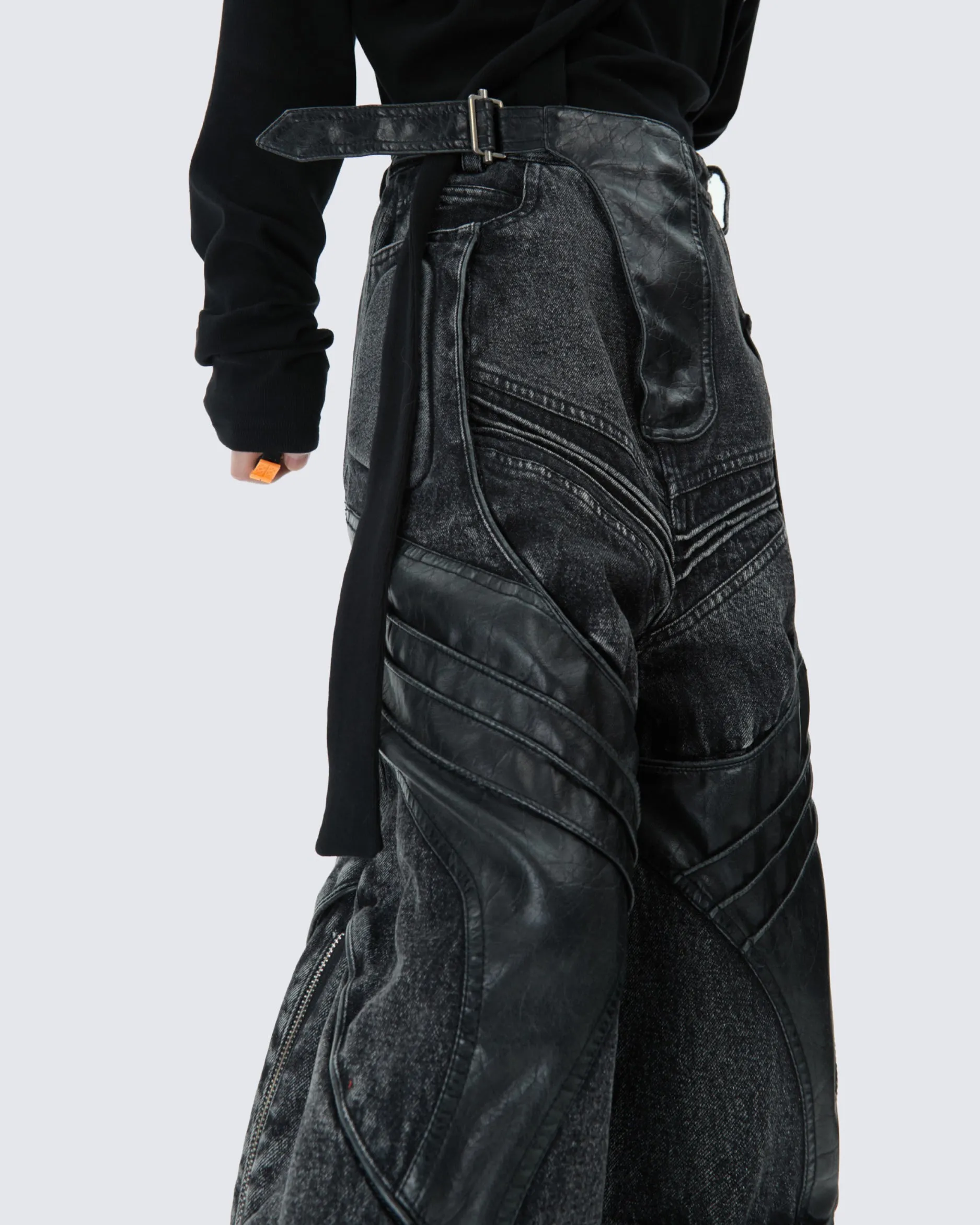 Moto-Style Heavy-Duty Panelled Pants