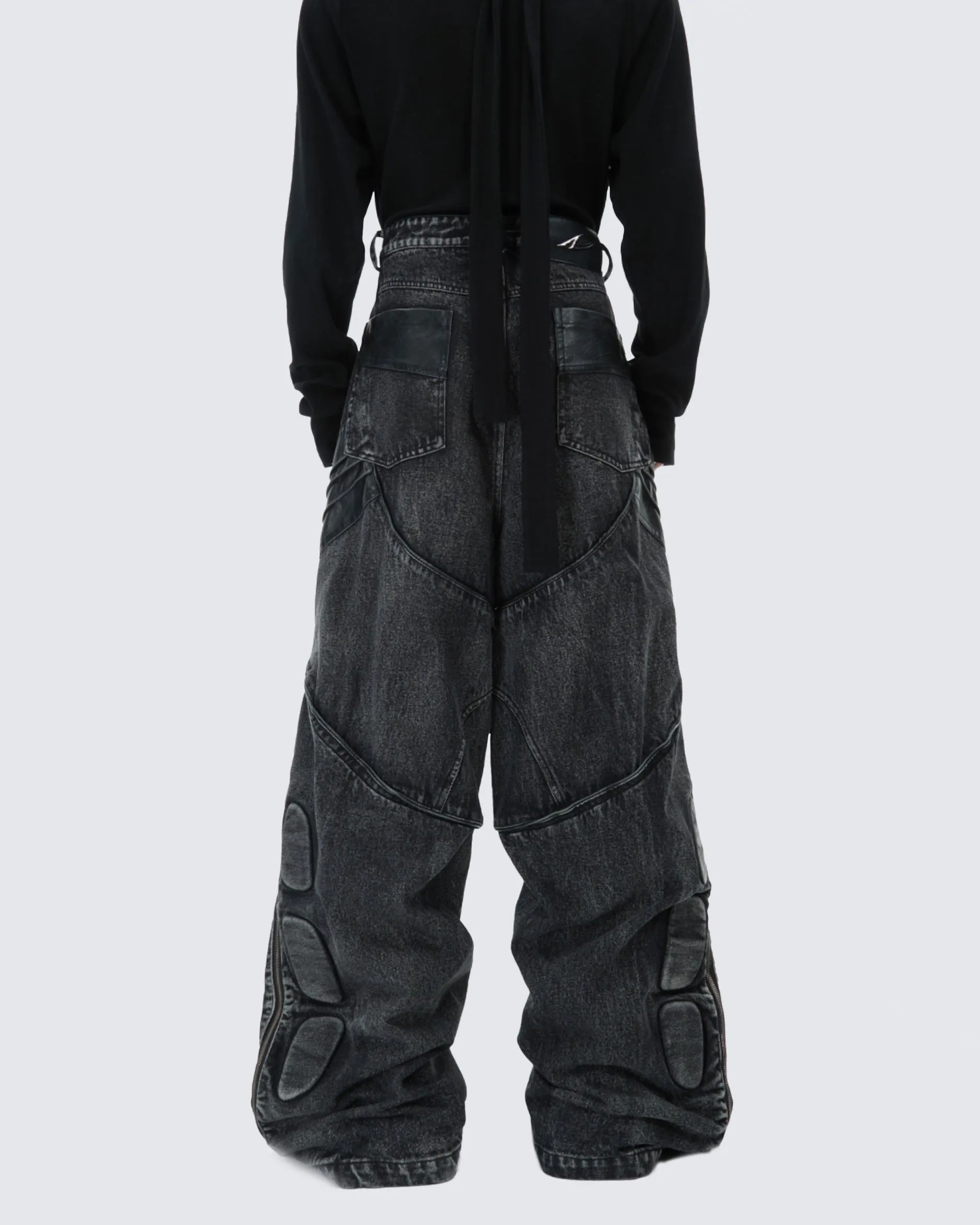 Moto-Style Heavy-Duty Panelled Pants