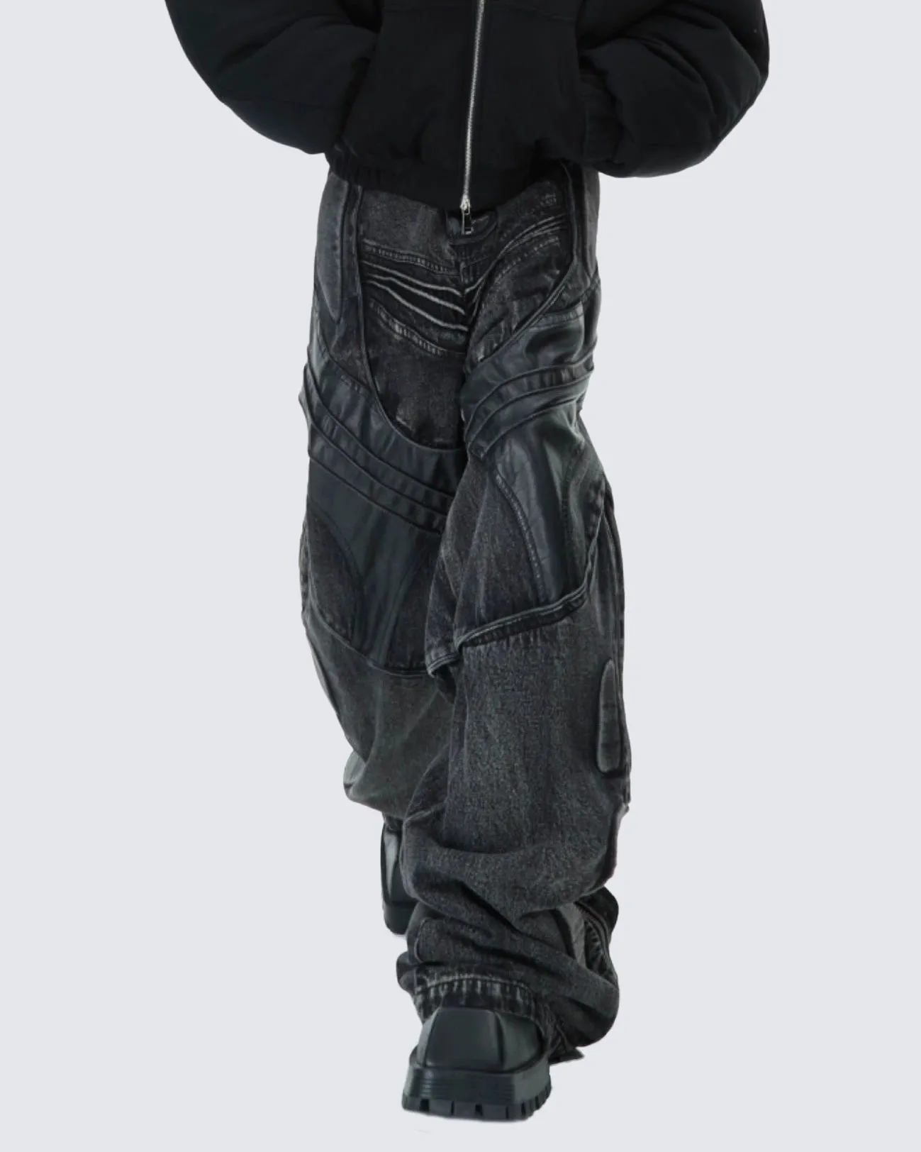 Moto-Style Heavy-Duty Panelled Pants