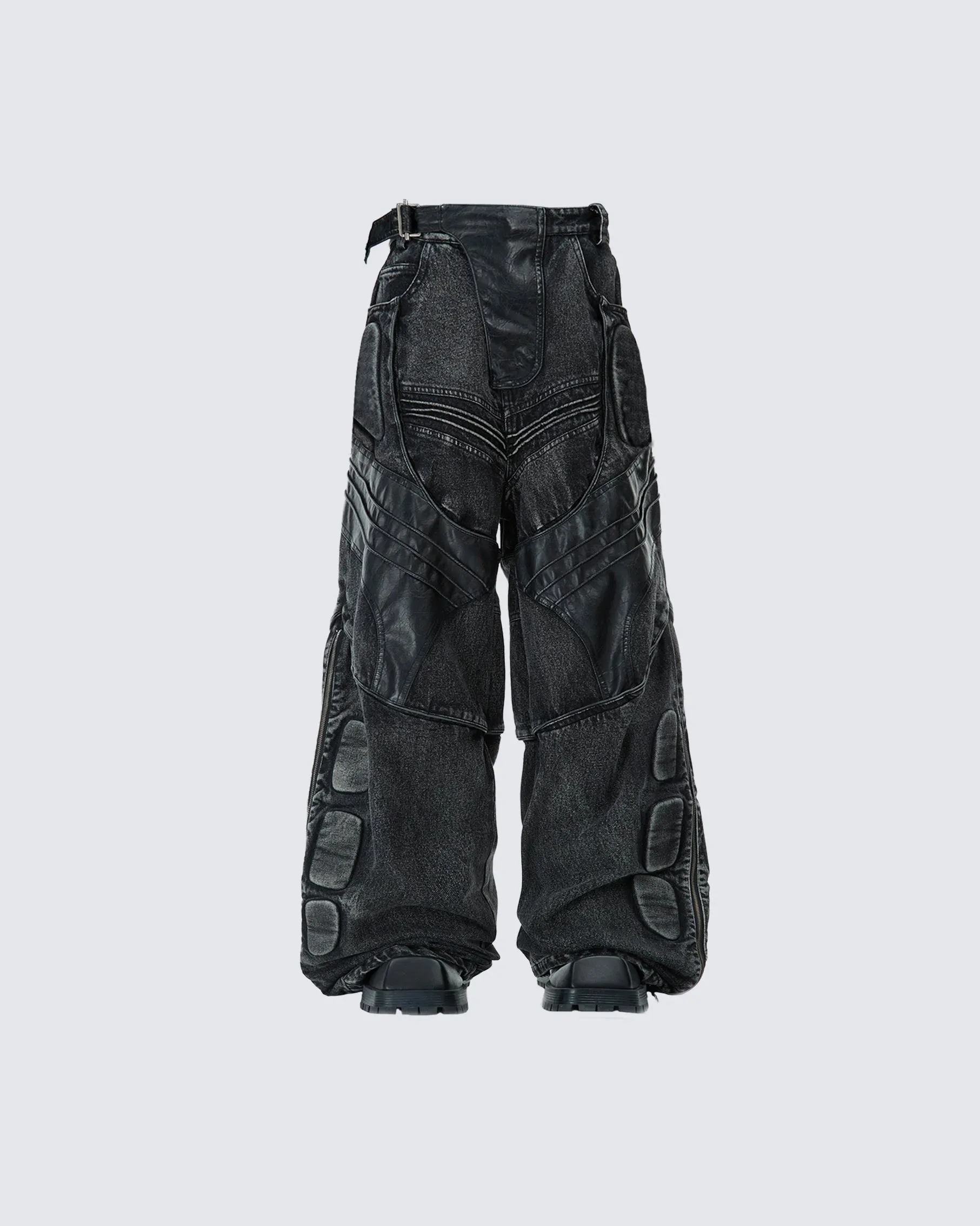 Moto-Style Heavy-Duty Panelled Pants
