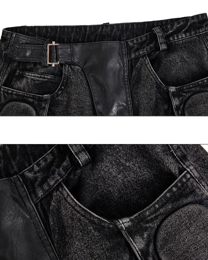 Moto-Style Heavy-Duty Panelled Pants