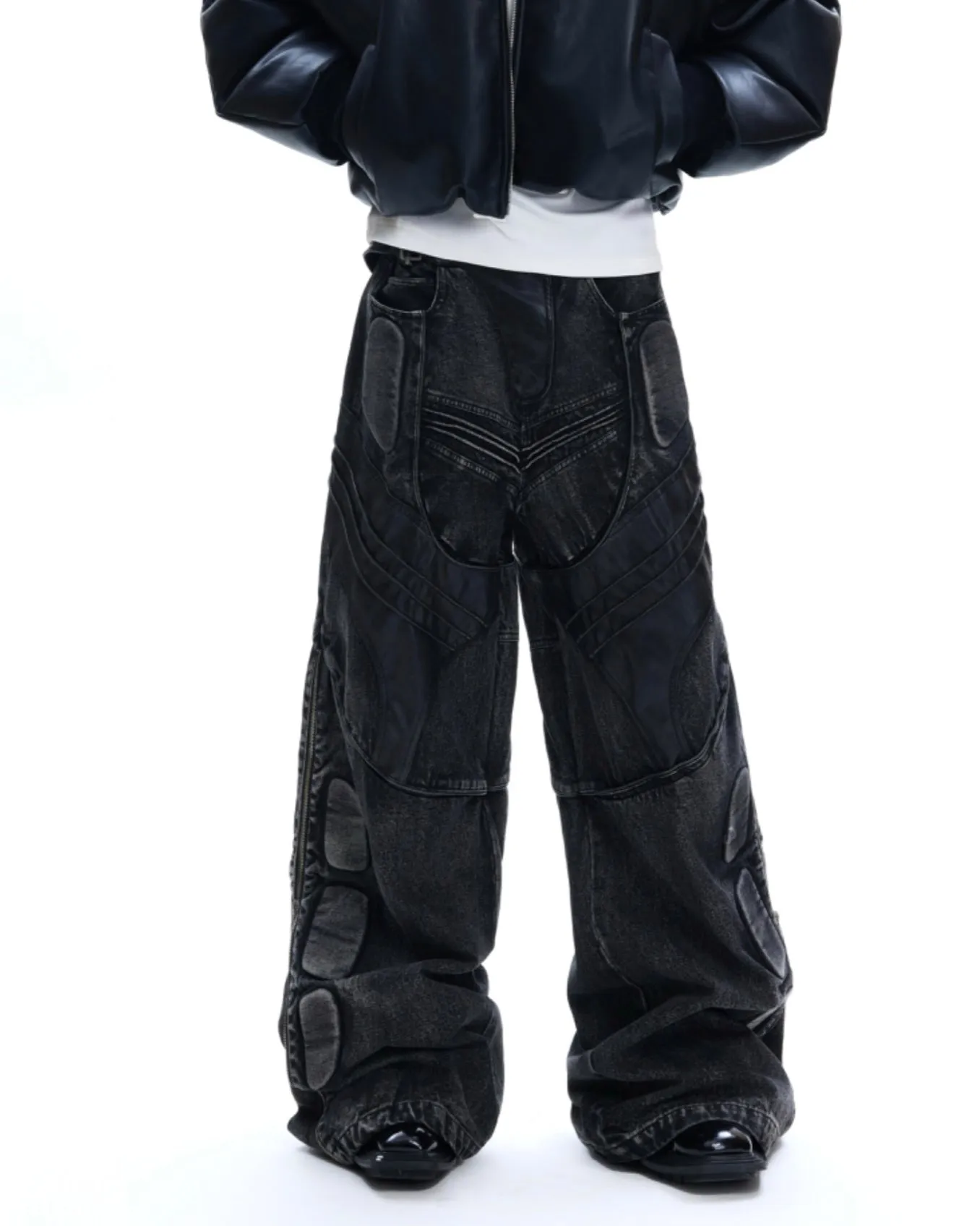 Moto-Style Heavy-Duty Panelled Pants