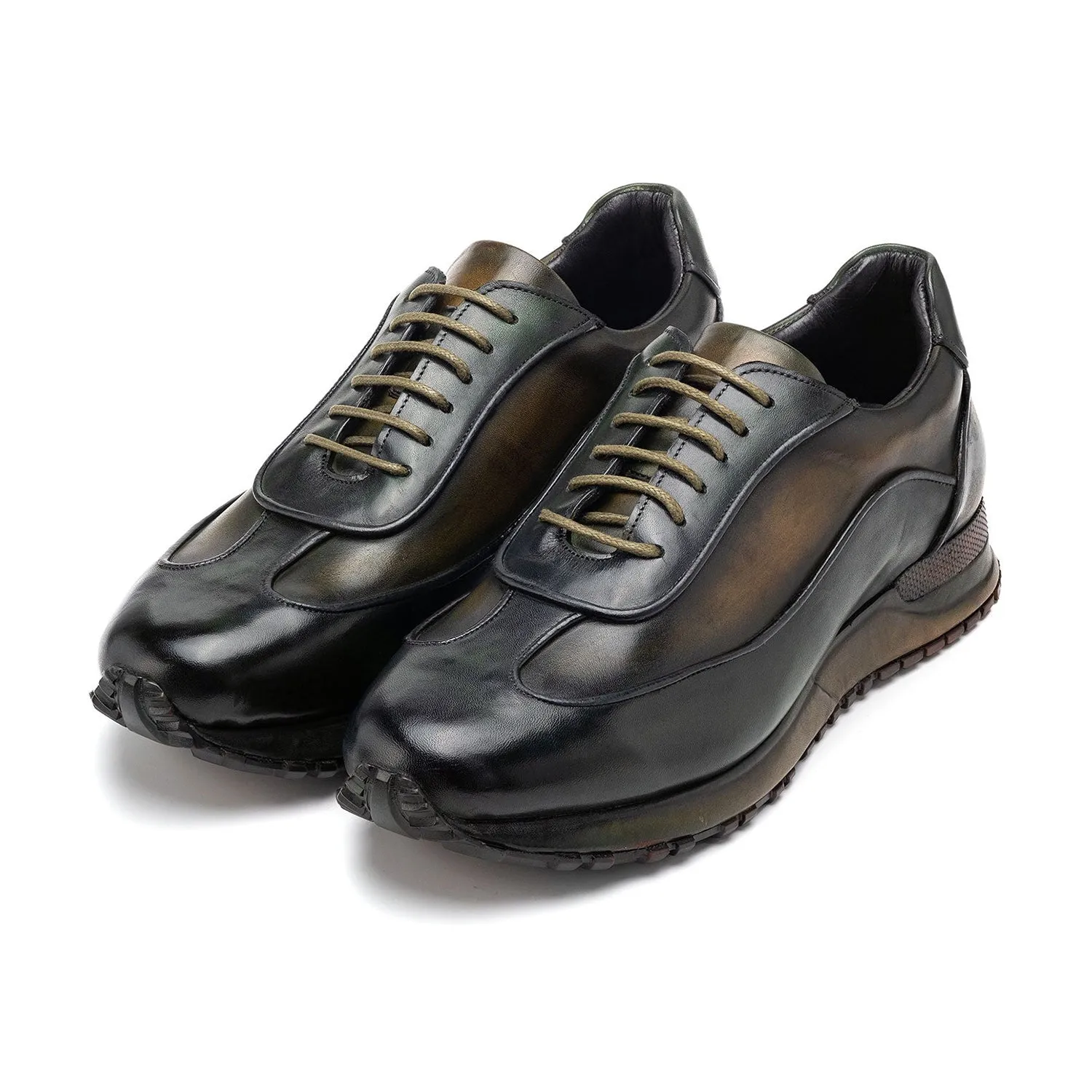 Paul Parkman Men's Shoes Patina Leather Casual Sneakers (PM6444)