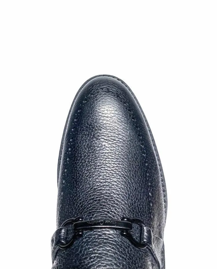 Q32VNVN - Cuadra black fashion deerskin bit loafer shoes for men