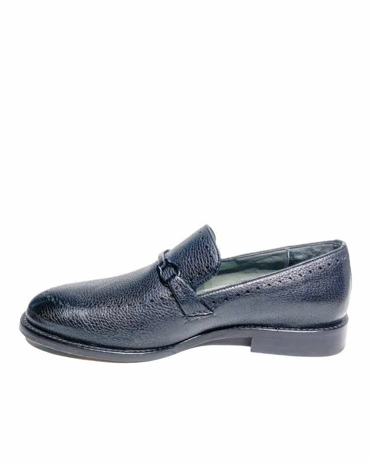 Q32VNVN - Cuadra black fashion deerskin bit loafer shoes for men