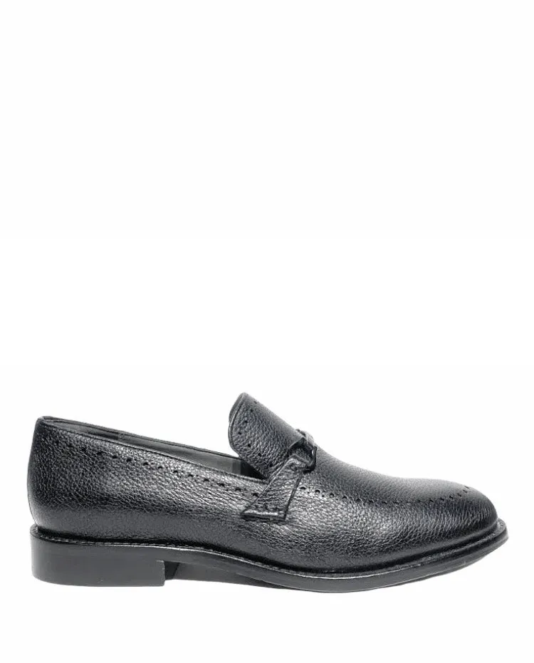 Q32VNVN - Cuadra black fashion deerskin bit loafer shoes for men