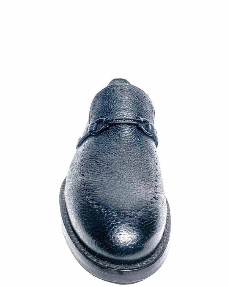 Q32VNVN - Cuadra black fashion deerskin bit loafer shoes for men