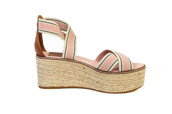 "Frieda" Cross Strap Espadrille Platform Wedges