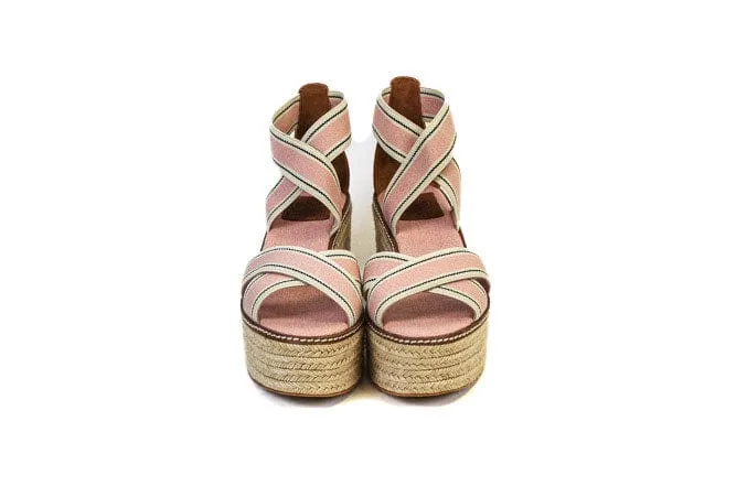 "Frieda" Cross Strap Espadrille Platform Wedges