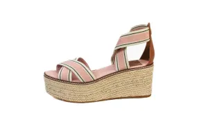 "Frieda" Cross Strap Espadrille Platform Wedges