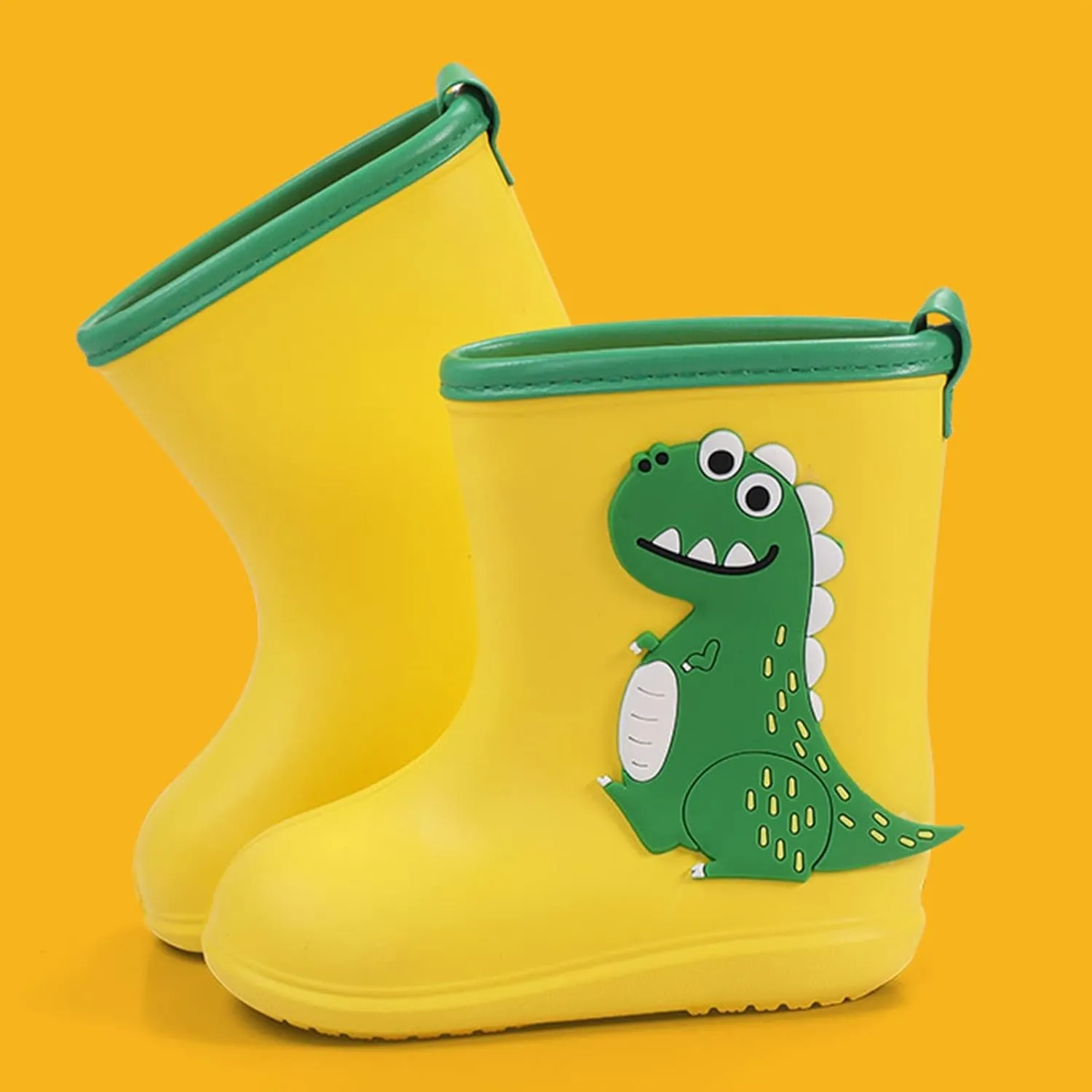 Rain Boots Toddler Children Cute Dinosaur Pull on Rainboots Boys Girls Cartoon Animals Water Shoes Baby