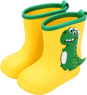 Rain Boots Toddler Children Cute Dinosaur Pull on Rainboots Boys Girls Cartoon Animals Water Shoes Baby