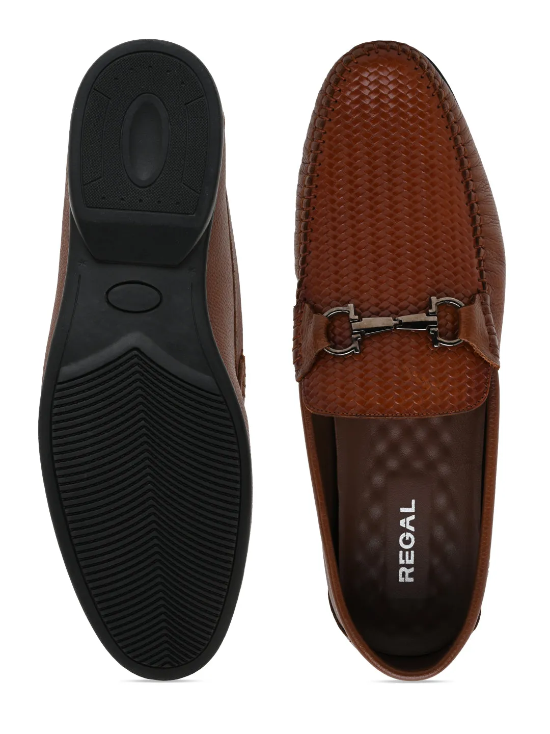 Regal Mens Textured Leather Loafers