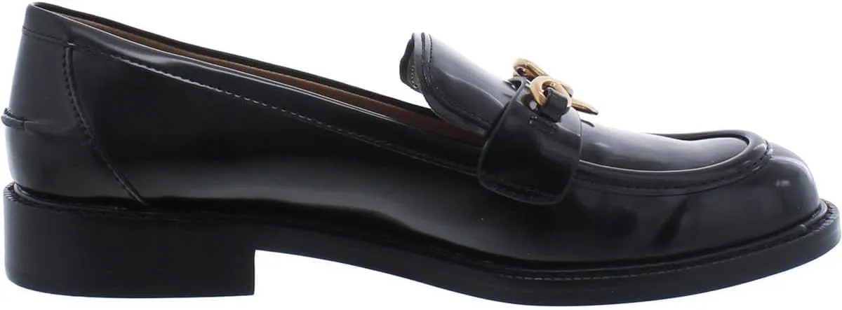 Sam Edelman Colette Black Leather Slip On Round Toe Embellished Classic Loafers