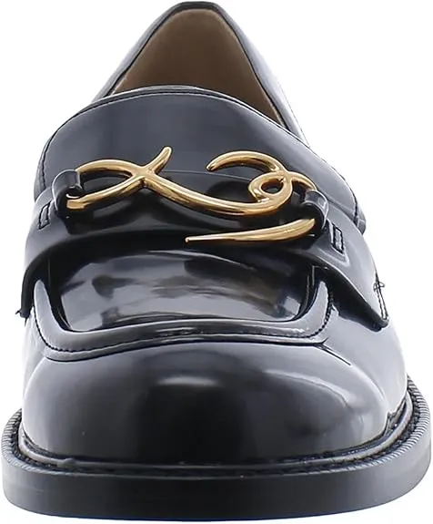 Sam Edelman Colette Black Leather Slip On Round Toe Embellished Classic Loafers