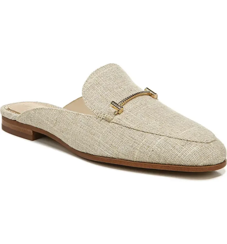 Sam Edelman Laurna Natural Slip On Almond Toe Golden Accent Fashion Loafers