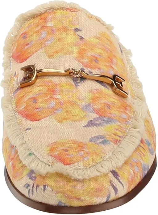 Sam Edelman Linnie Apricot Multi Fray Slip On Round Toe Flat Dress Mules Shoes