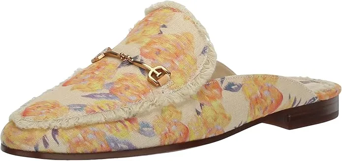 Sam Edelman Linnie Apricot Multi Fray Slip On Round Toe Flat Dress Mules Shoes