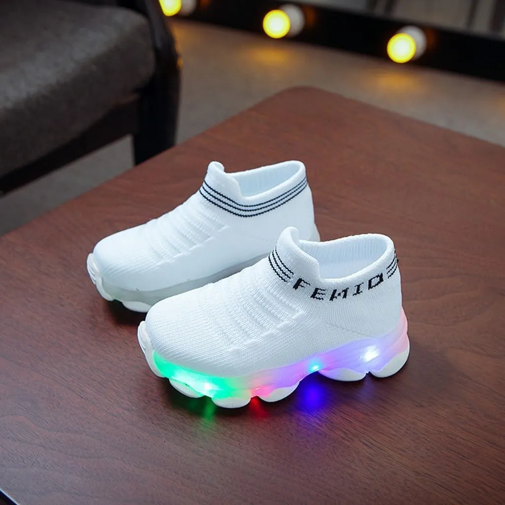 Sport Shoes Girls Boys Children Baby Run Casual Letter Led Luminous Mesh Baby Shoes Size 3 Girls Shoes